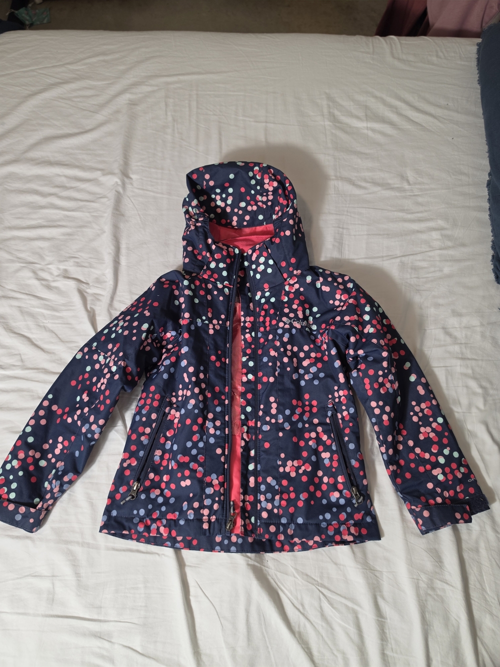 Columbia Girls Interchange Omni-Heat Jacket - Navy Polka Dot - Size XS (6/6X)